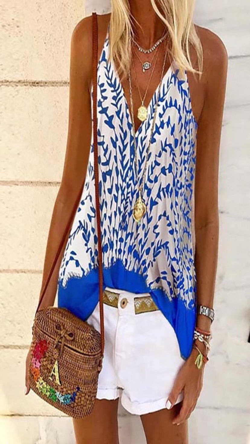 V-Neck Print Top