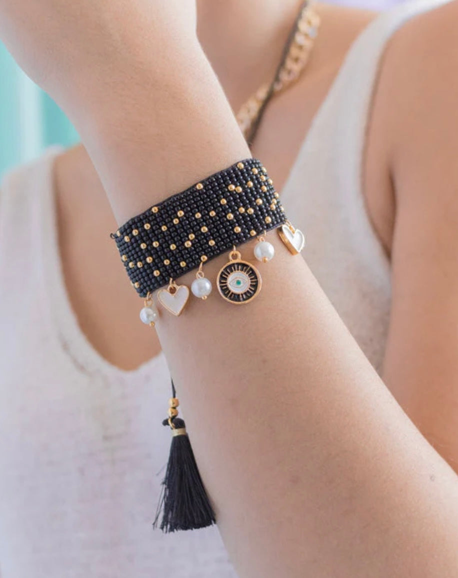 Pulseras - Black Pearls Gold