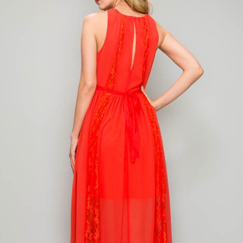 Red Orange Maxi Dress