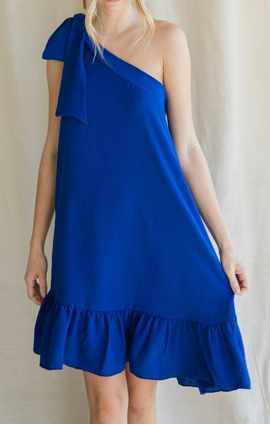 Self-Tie One Shoulder Short Dress