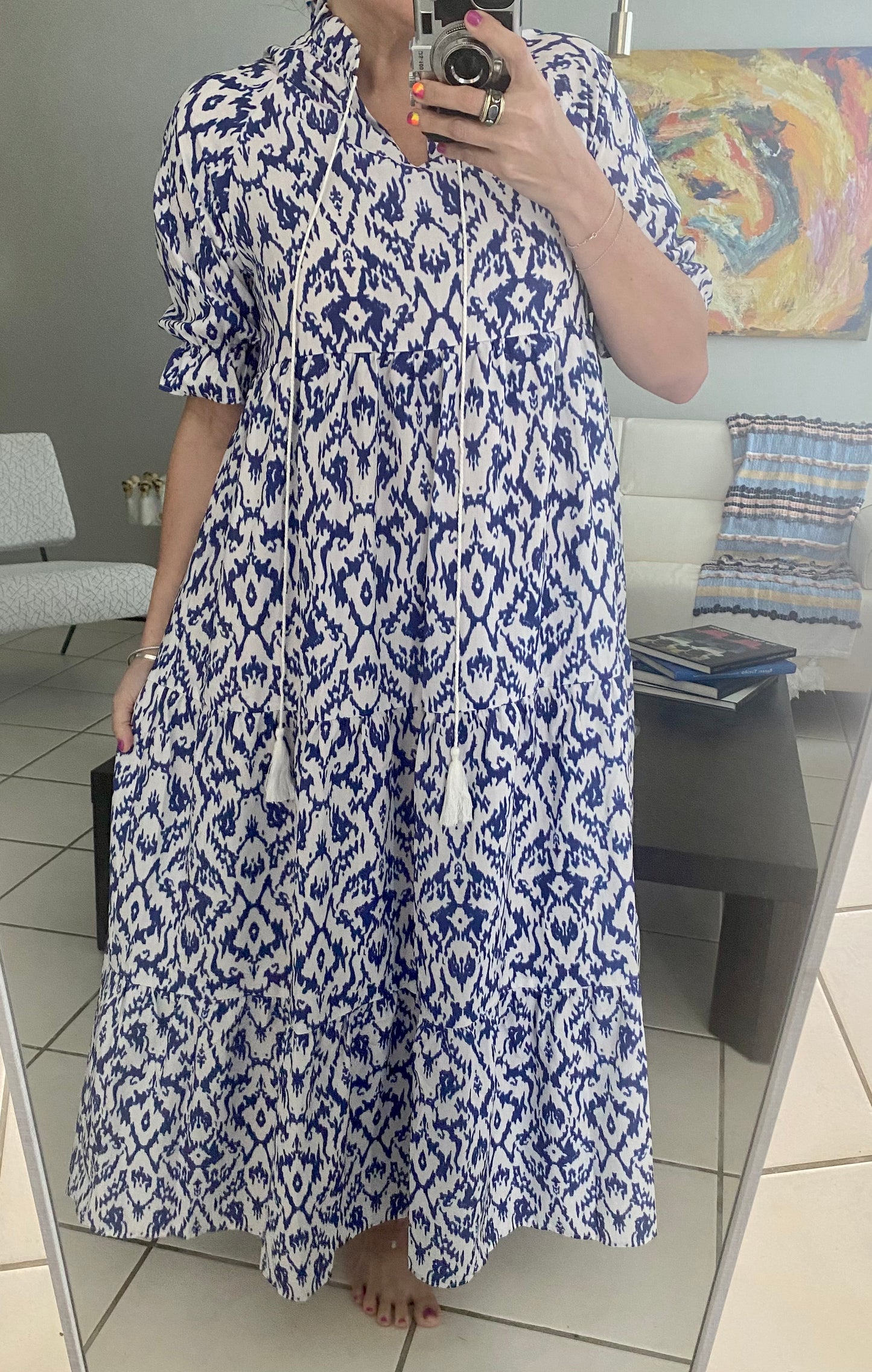 Half Sleeve Print Maxi Dress